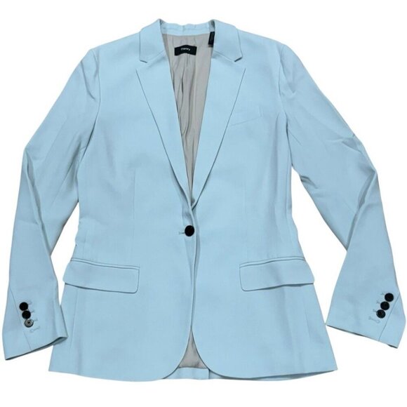 Theory Sz 6 Blazer Classic Crepe One Button Jacket Pale Blue Capsule Preppy - Picture 3 of 6